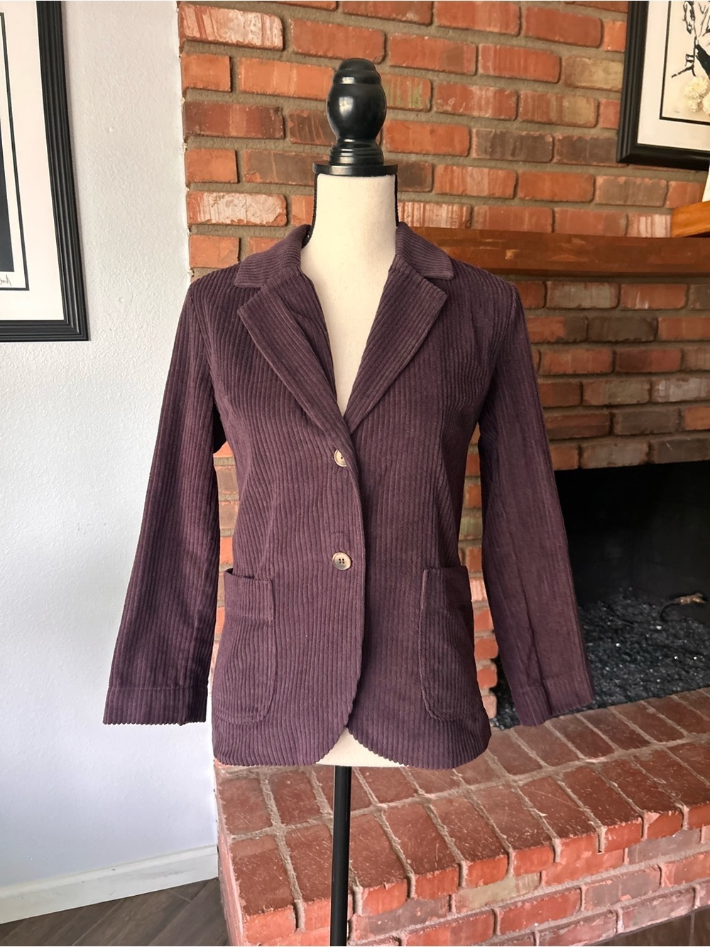 OffOn Wide Wale Corduroy Blazer in Eggplant Purple Sz S